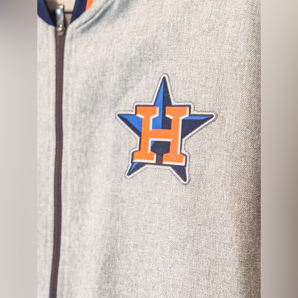 Men's Houston Astros Nike Dry-Fit Gray Blue Game Performance Full Zip Jacket - Picture 3 of 14